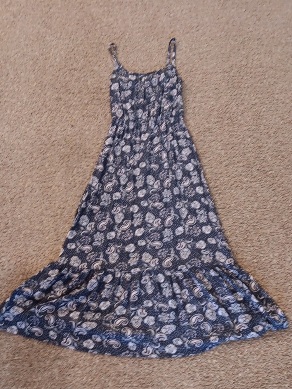 Wallflower Navy and White Paisley Maxi Dress with Ruffle Hem